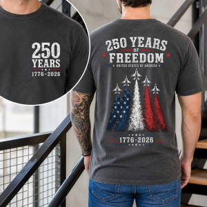 Comfort Color Fighter Jets 250 Years Shirt, American 1776 - 2026 Tee, Trendy Men's Patriotic Tshirt