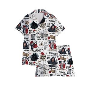 Run Little Mouse Haunting Adeline Short Sleeve Satin Pajamas Set For Women, Dark Romance Smutty Book Zade Meadows, Pjs For Book Lovers (Copy)