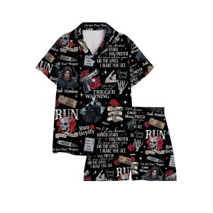 Run Little Mouse Haunting Adeline Short Sleeve Satin Pajamas Set For Women, Dark Romance Smutty Book Zade Meadows, Pjs For Book Lovers