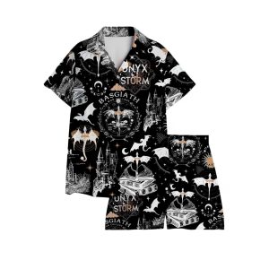 Onyx Storm Pajamas Set, Fourthwing Series, Dragon Rider Pajamas Set, Bookish tee Gift for Book Lover, Fantasy Book