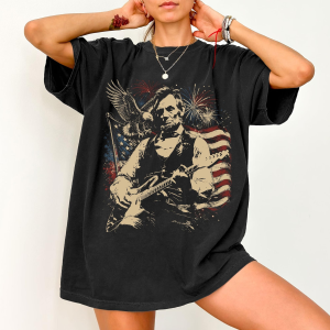 Abraham Lincoln Playing Guitar America 250th Anniversary T-Shirt, America 250 Merchandise, Patriotic Shirt, American Flag