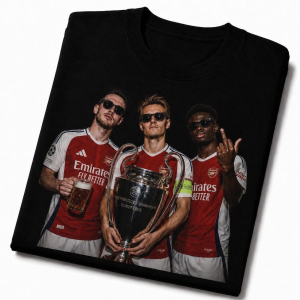 Arsenal Champions League Winners Shirt,Arsenal Football Graphic Tee, Saka Odegaard Fan Shirt, Vintage Style T-Shirt Arsenal Gift