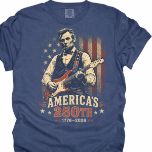Abraham Lincoln Guitar Shirt, America 250th Patriotic Music Tee (1776-2026)