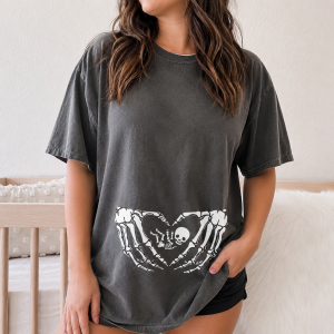Comfort Colors Skeleton Maternity Shirt: Funny Halloween Pregnancy Tee